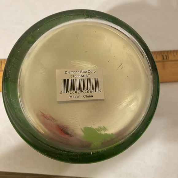 Mercury Glass Candle Holder Designed with Green Circles - Picture 4 of 6